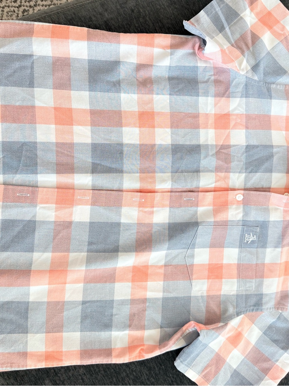 Original Penguin Coral and Light Blue Plaid Button-Down Shirt